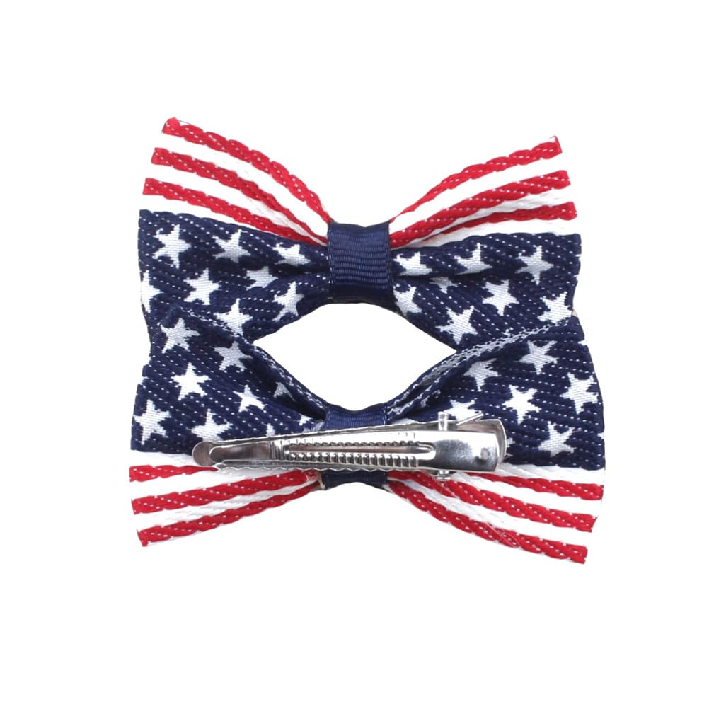 Aysekone 2 Pcs/Pack Baby Girls American Flag Hair Bow Hair Clips Fourth of July Hair Accessories Kids Patriotic Hair Bows Hairgrips