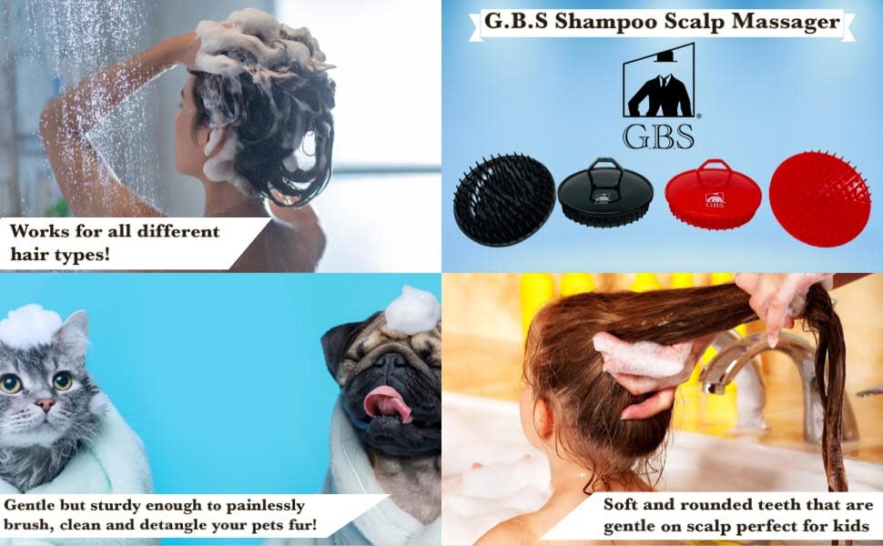 2 Pcs 3.5 Dia Round Scalp Head Massage Shampoo Brushes Red Blue