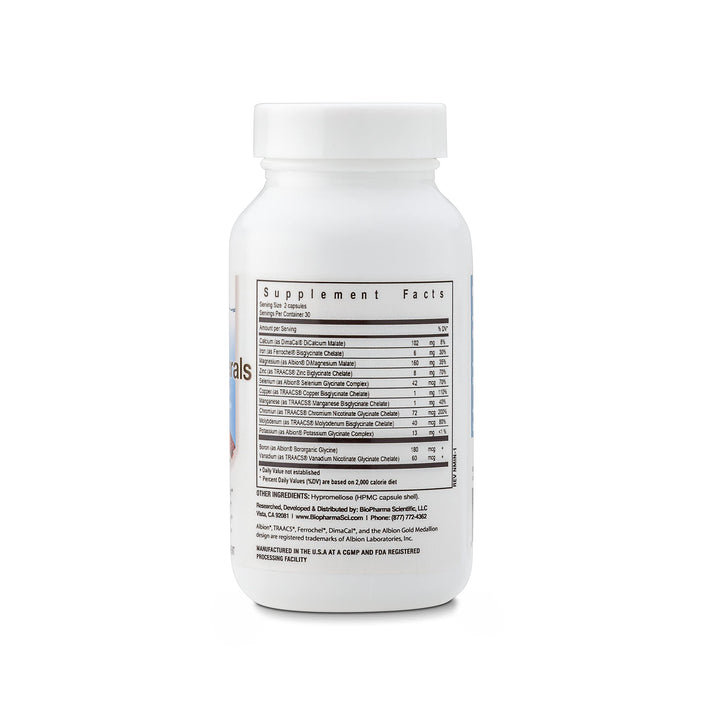 Biopharma Scientific NanoMinerals Complete Chelated Multi-Mineral Capsules | 30 Servings | Calcium, Iron, Magnesium, Zinc, Potassium, Manganese, Chromium, Copper