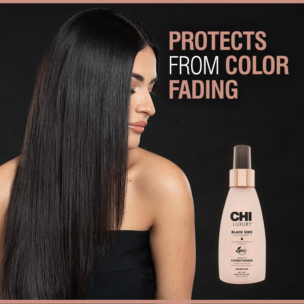 CHI Luxury Black Seed Oil Leave-In Conditioner, Moisturizing Treatment To Strengthen Hair, Thermal Protectant, Sulfate, Paraben & Gluten-Free, 4 Oz