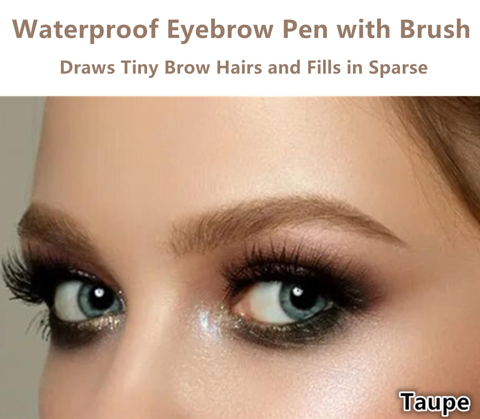 Go Ho Waterproof Taupe Eyebrow Pen with Brush,Dual-sided Fine Eyebrow Pencil,Natural-Looking,Long Lasting,Draws Tiny Brow Hairs and Fills in Sparse Ultra-Fine Brow Pen,01