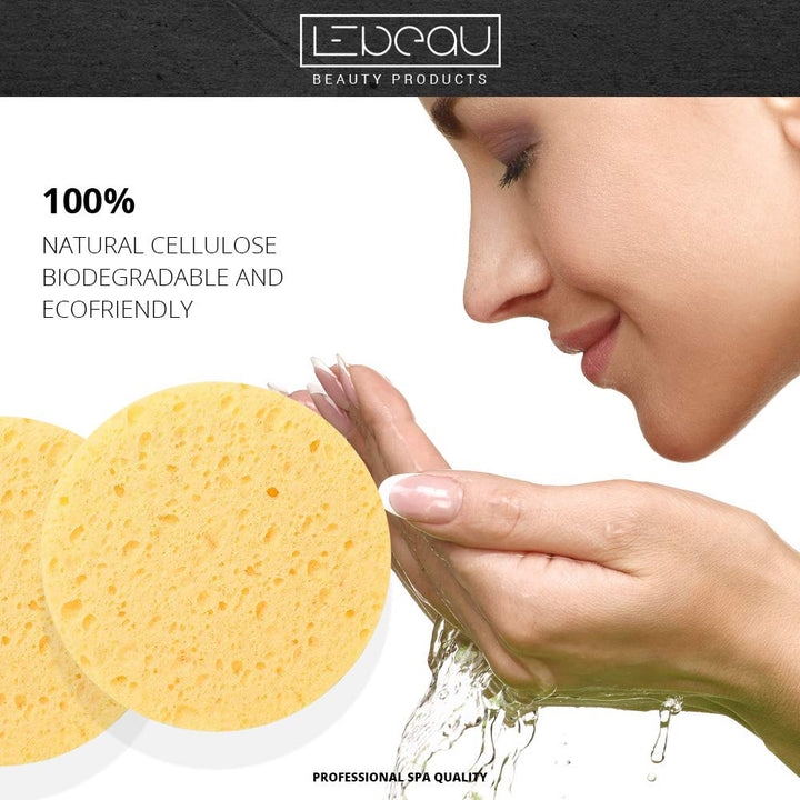LeBeau MANNER LeBeau Compressed Facial Sponges, Face Sponges for Cleansing, 100% Natural Cellulose Facial Sponge, Professional Spa Quality Face Sponge
