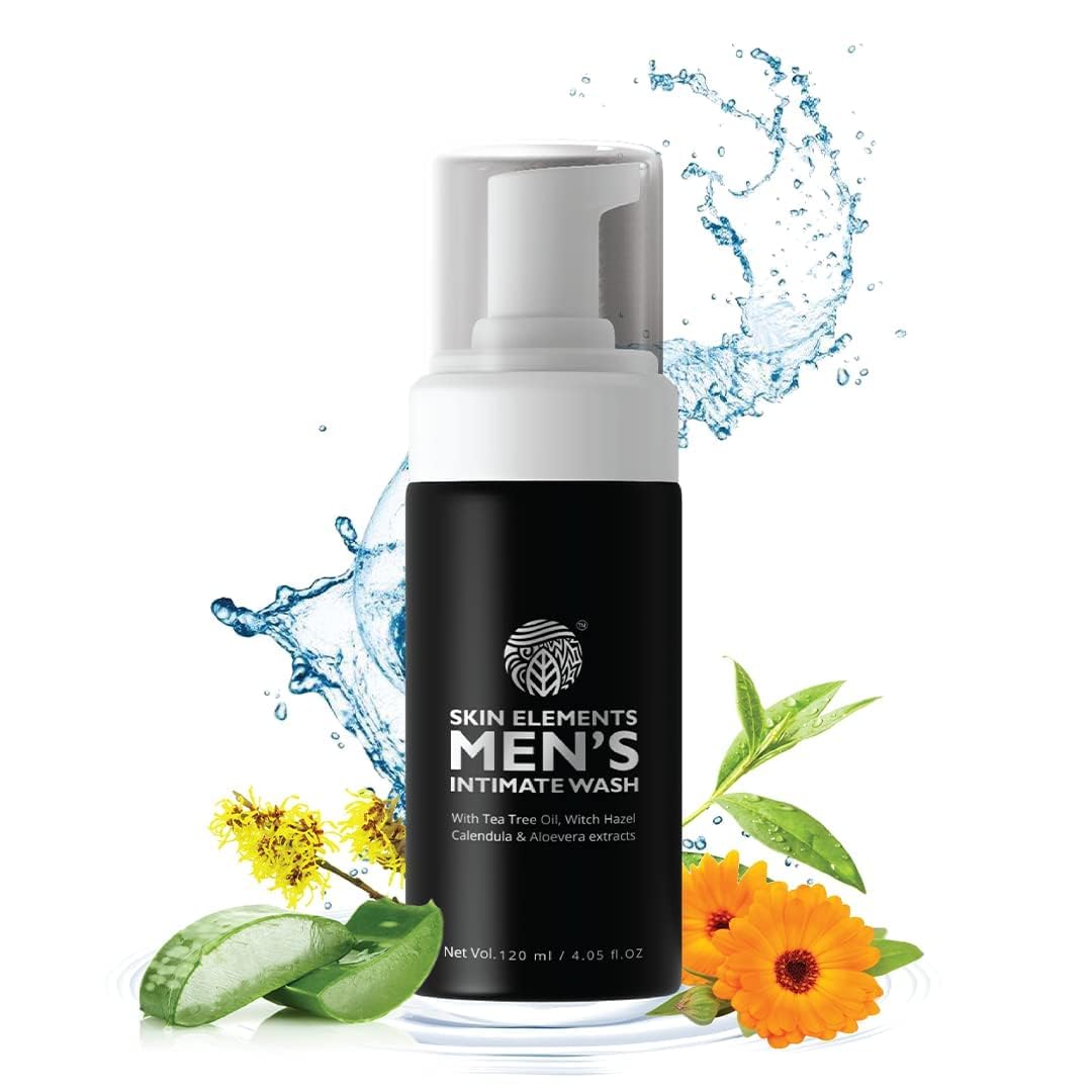 Skin Elements Intimate Wash for Men with Tea Tree Oil | pH Balanced Foaming Hygiene Wash | Prevents Itching, Irritation & Bad Odor | 120 ml |