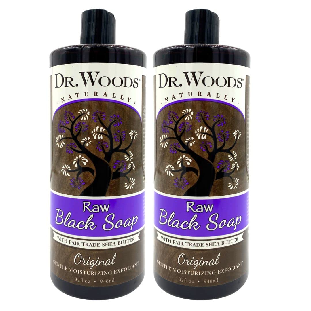 Dr. Woods Raw African Black Liquid Soap with Organic Shea Butter, 32 Ounce (Pack of 2)