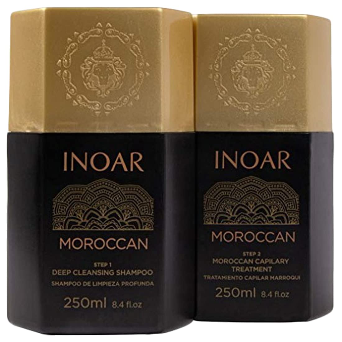 INOAR – Moroccan Smoothing Treatment Set with Keratin - Deep Cleansing Shampoo, Keratin Treatment, Reduces Frizz, Straighten Hair Treatment, Vegan Hair Products for Men and Women (8.4 oz. each)