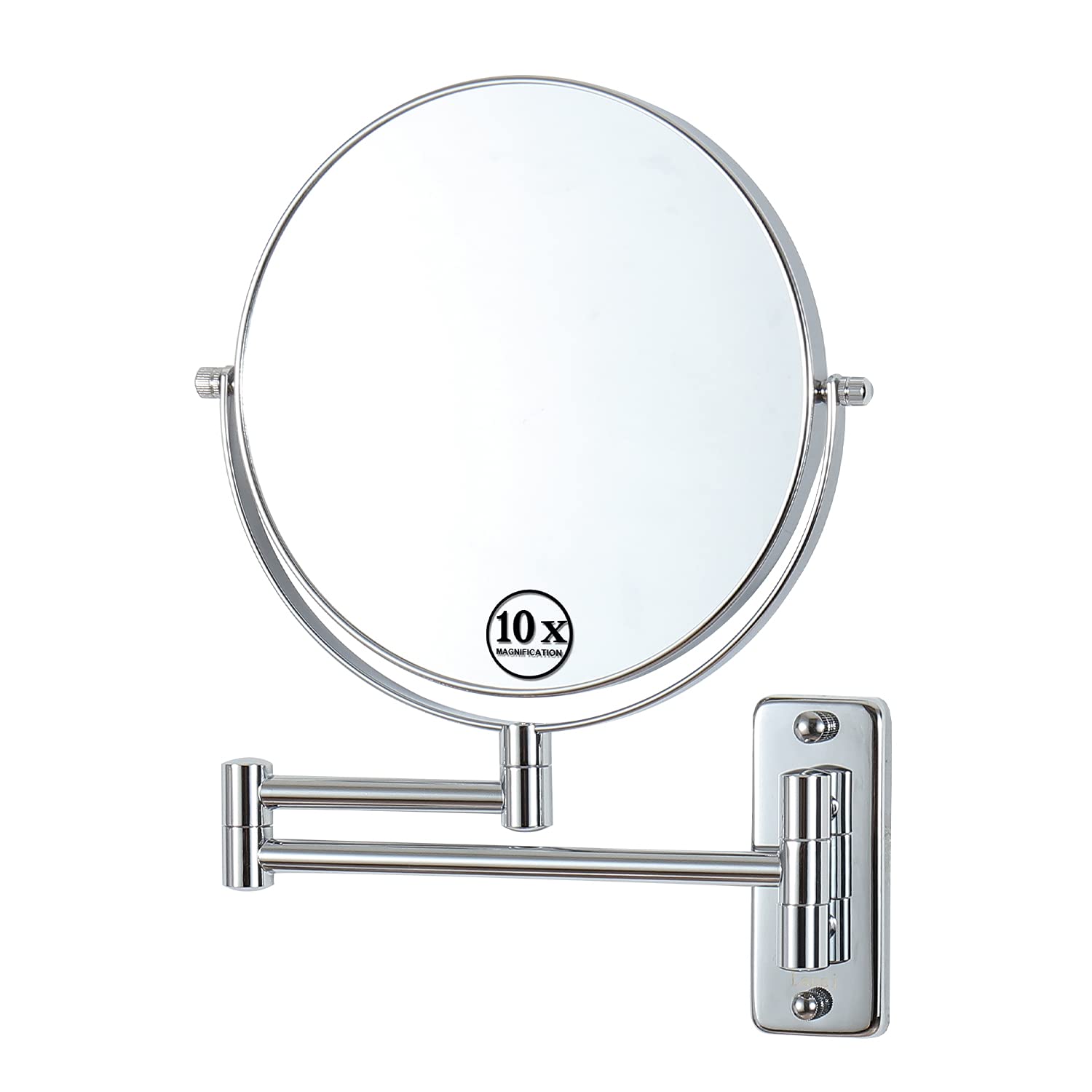 Lansi Makeup Mirror 10X Magnifying Wall Mount Double-Sided Vanity Decoration, Round, 8 Inch, Chrome Finished