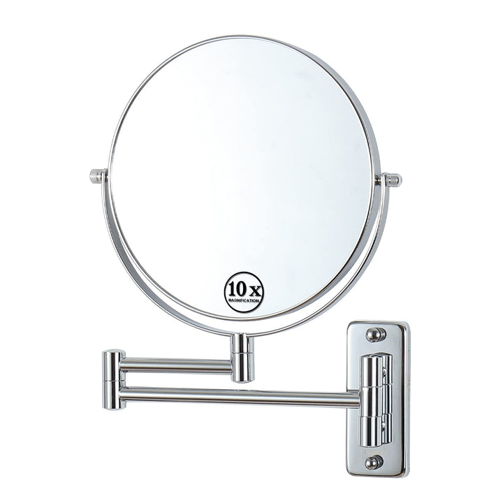 Lansi Makeup Mirror 10X Magnifying Wall Mount Double-Sided Vanity Decoration, Round, 8 Inch, Chrome Finished