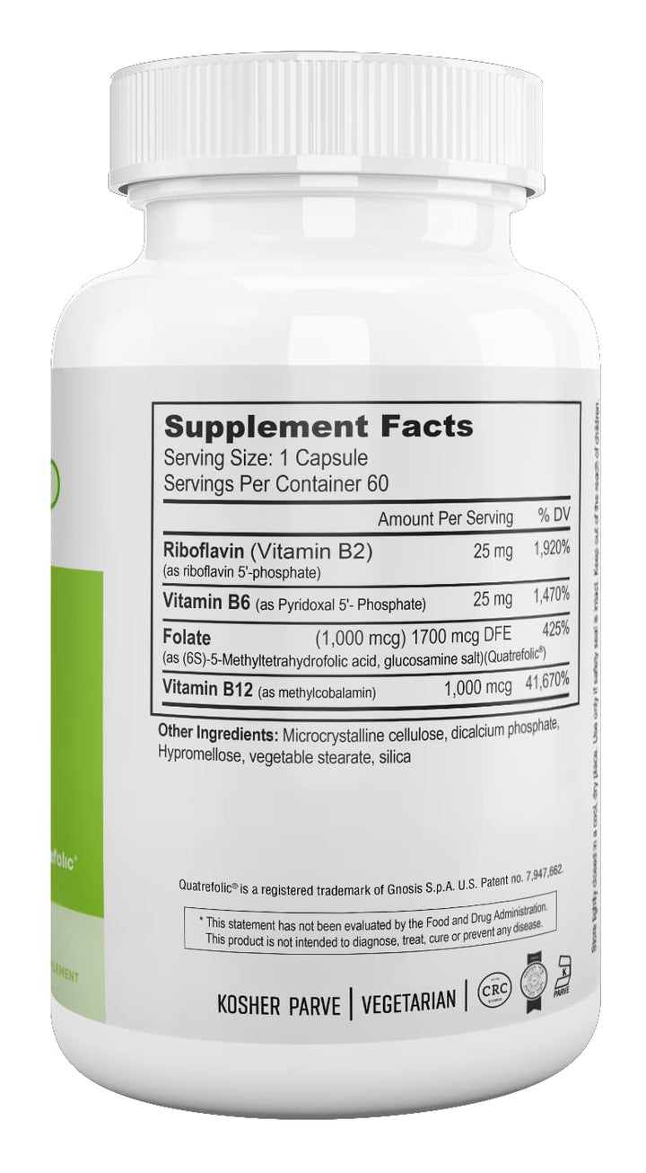 Nutri Supreme, Folate with B6 and B12, Helps Maintain Normal Homocysteine Levels and Cardiovascular Health, 60 Count, Kosher Certified