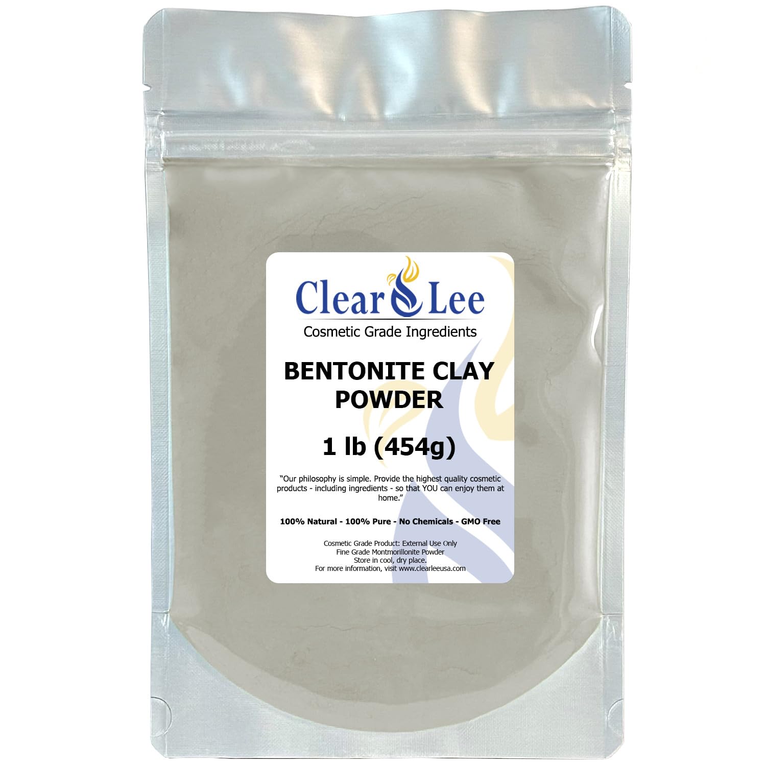 ClearLee Bentonite Clay Cosmetic Grade Powder - 100% Pure Natural Powder - Indian Clay - Great For Skin Detox, Rejuvenation, and More - Heal Damaged Skin - DIY Clay Face Mask (1 LB)
