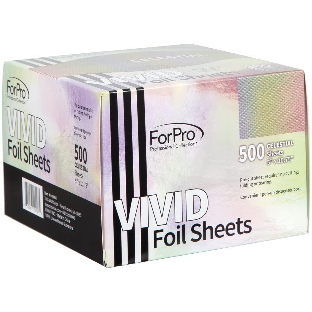 ForPro Vivid Celestial Embossed Foil Sheets, Aluminum Foil, Pop-Up Foil Dispenser, Hair Foils for Color Application and Highlighting Services, Food Safe, 5ââ‚¬Â W x 10.75ââ‚¬Â L, 500-Count
