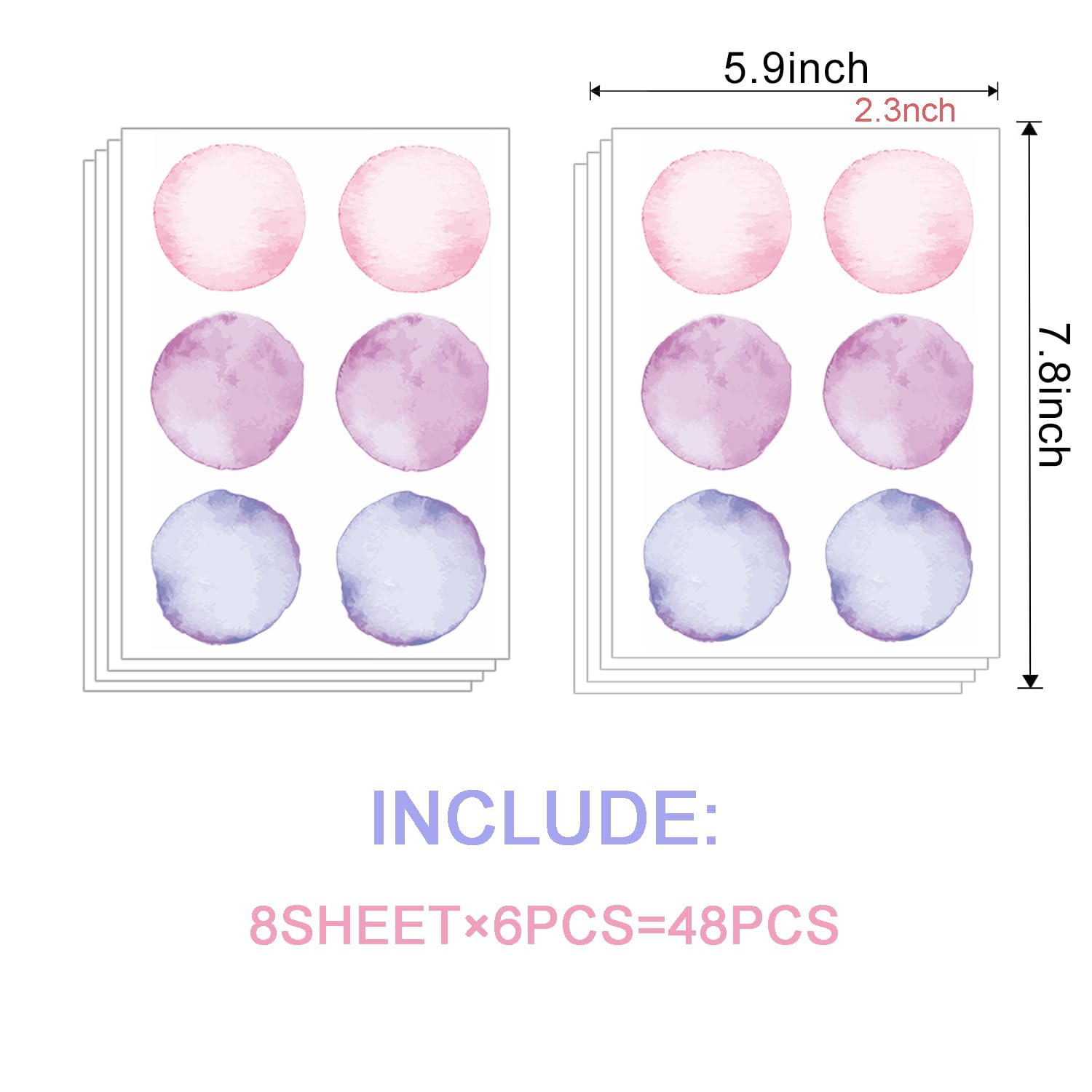 Polka Dot Wall Decals Removable Watercolor Colorful Wall Sticker for Kids Baby Girls Living Room Bedroom Playroom (Pink Purple)…