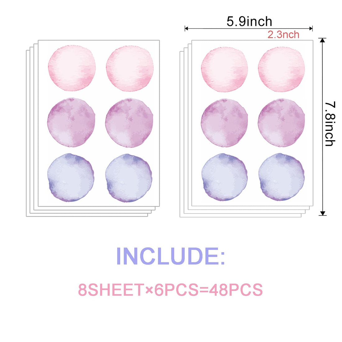 Polka Dot Wall Decals Removable Watercolor Colorful Wall Sticker for Kids Baby Girls Living Room Bedroom Playroom (Pink Purple)…