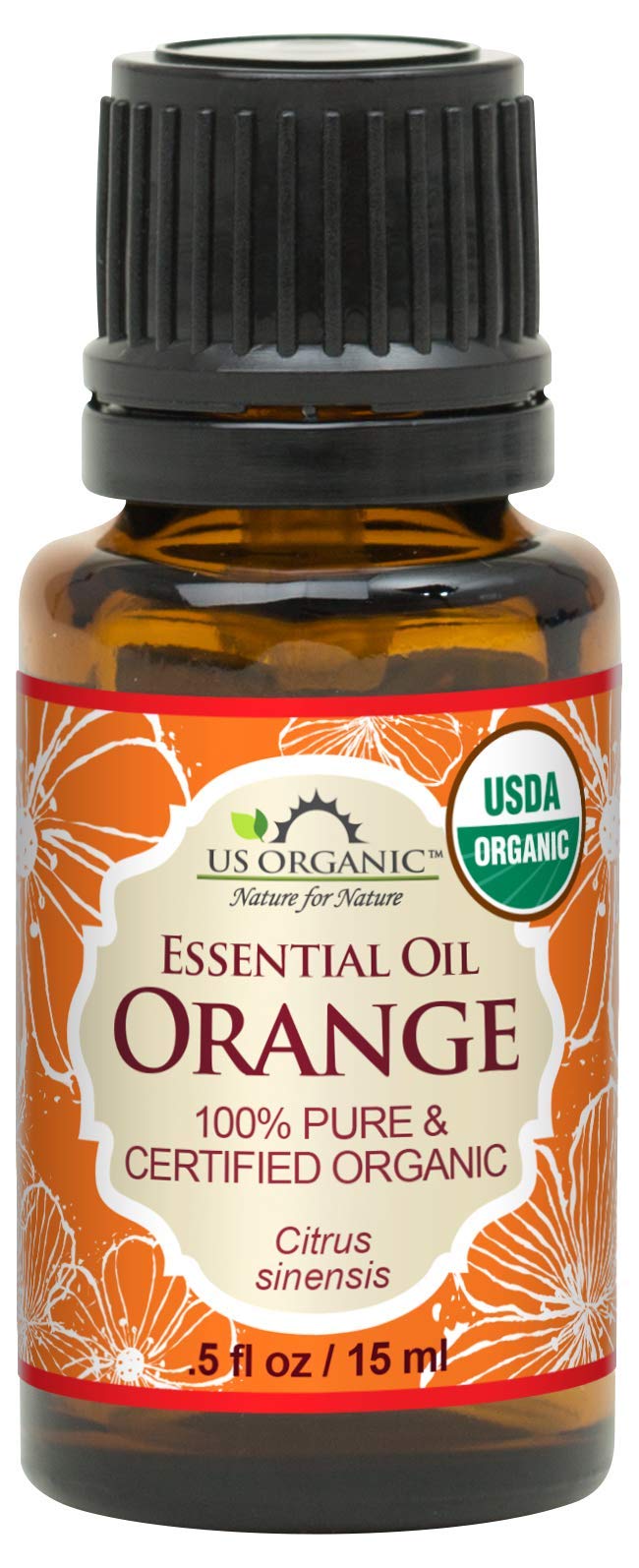 US Organic 100% Pure Sweet Orange Essential Oil - USDA Certified Organic - 15 ml - w/ Improved caps and droppers (More Size Variations Available)