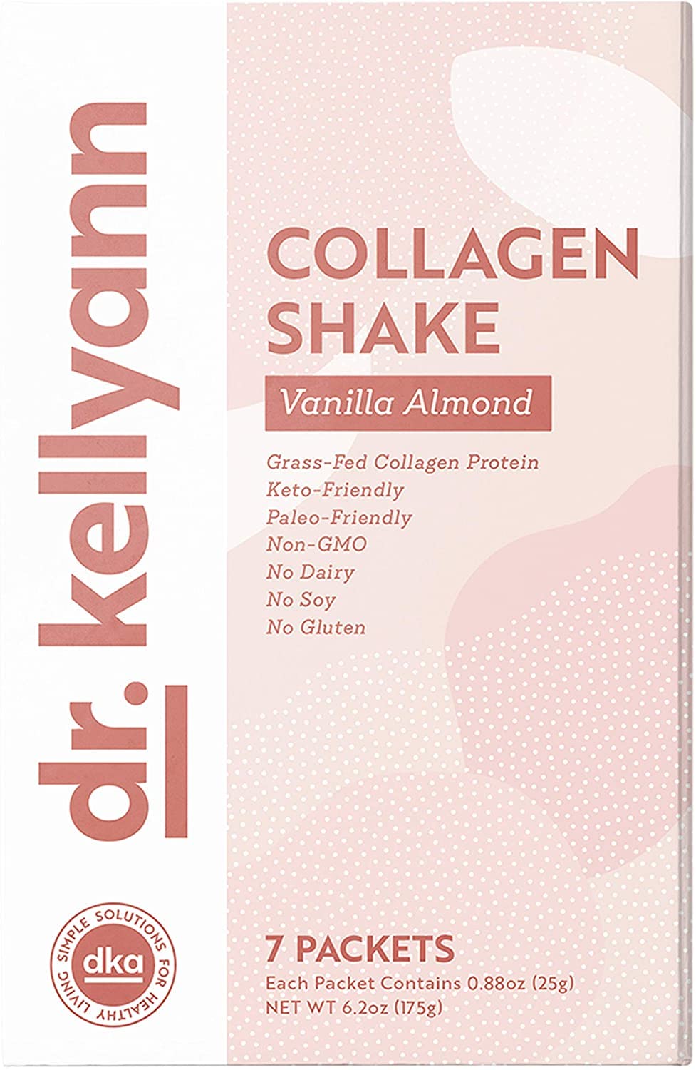 Dr. Kellyann Keto Vanilla Almond Shakes (7 Servings) – Grass-Fed Collagen Protein, Gluten-Free, Non-GMO, Keto-Friendly, 1 Pack