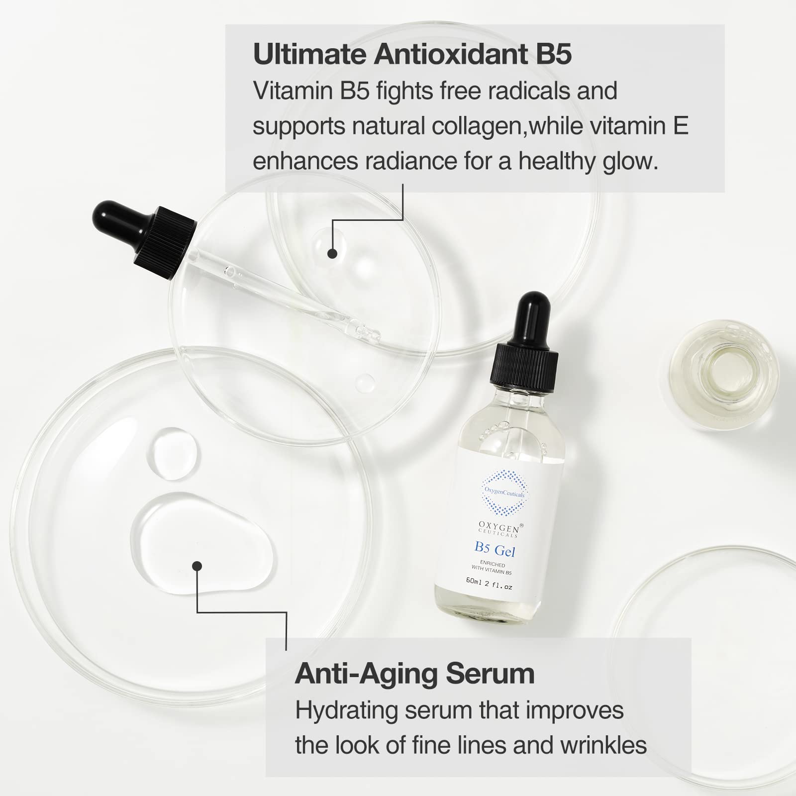 OxygenCeuticals B5 Gel (30ml) – Treatment Serum with Hyaluronic Acid and Antioxidant Vitamin B5 & E, Intensive Hydrating Face Serum