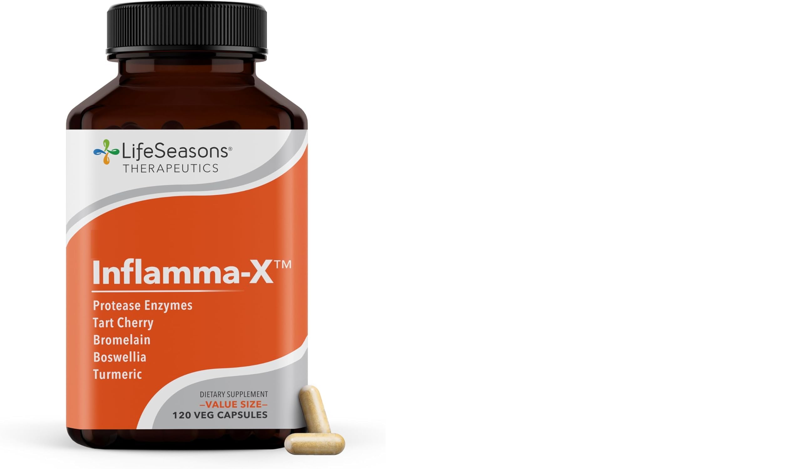 LifeSeasons Inflamma-X - Inflammation Support Supplement - Turmeric Boswellia & Bromelain - Soothes Aches & Chronic Discomfort - Reduces Swelling & Inflammatory Compounds - 120 Capsules