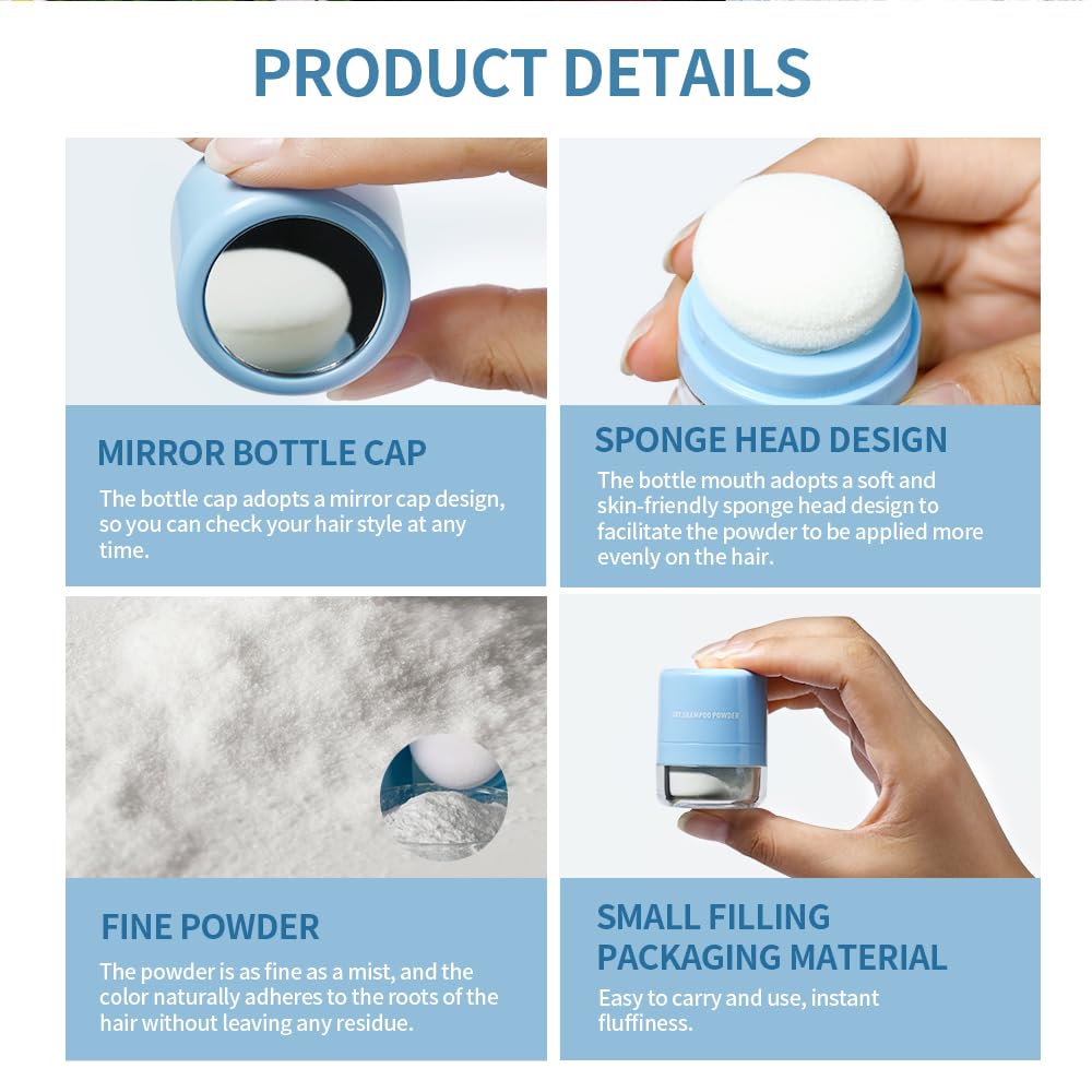 Dry Shampoo Powder, Dry Shampoo Volume Powder, Hair Powder for Women and Men, Travel Size Dry Shampoo with Sponge Brush and Mirror (Large, Cherry fruity)