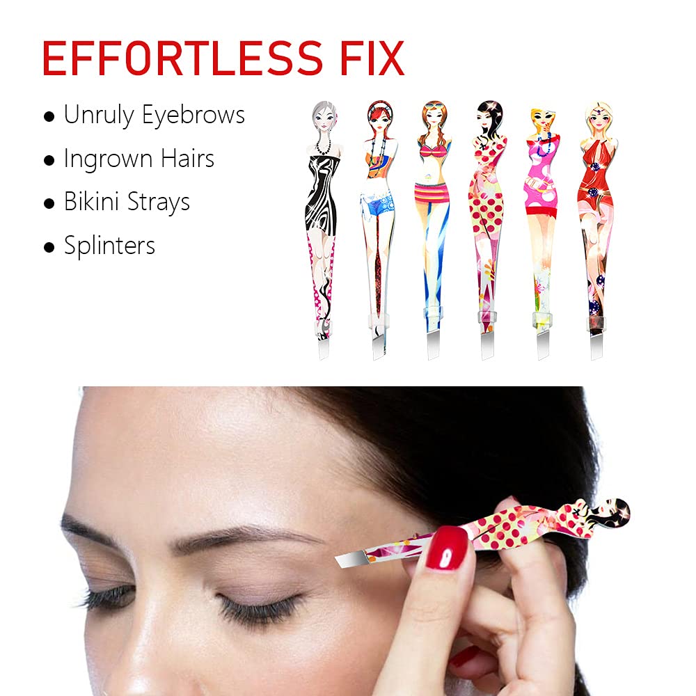 Pinkiou Professional Slant tip Eyebrow Tweezers beauty cosmetic makeup clip 6 pcs (Bikini) by Pinkiou