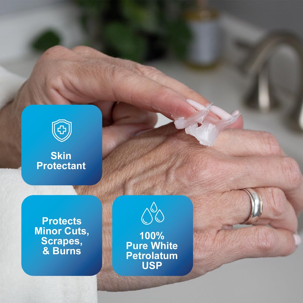 CareALL Petroleum Jelly 4 Oz. Tube (6 Pack), Unscented, 100% Pure White Petrolatum Jelly USP, Moisturizer for Dry Cracked Skin and Lips, Protectant for Minor Cuts, Scrapes, Burns.