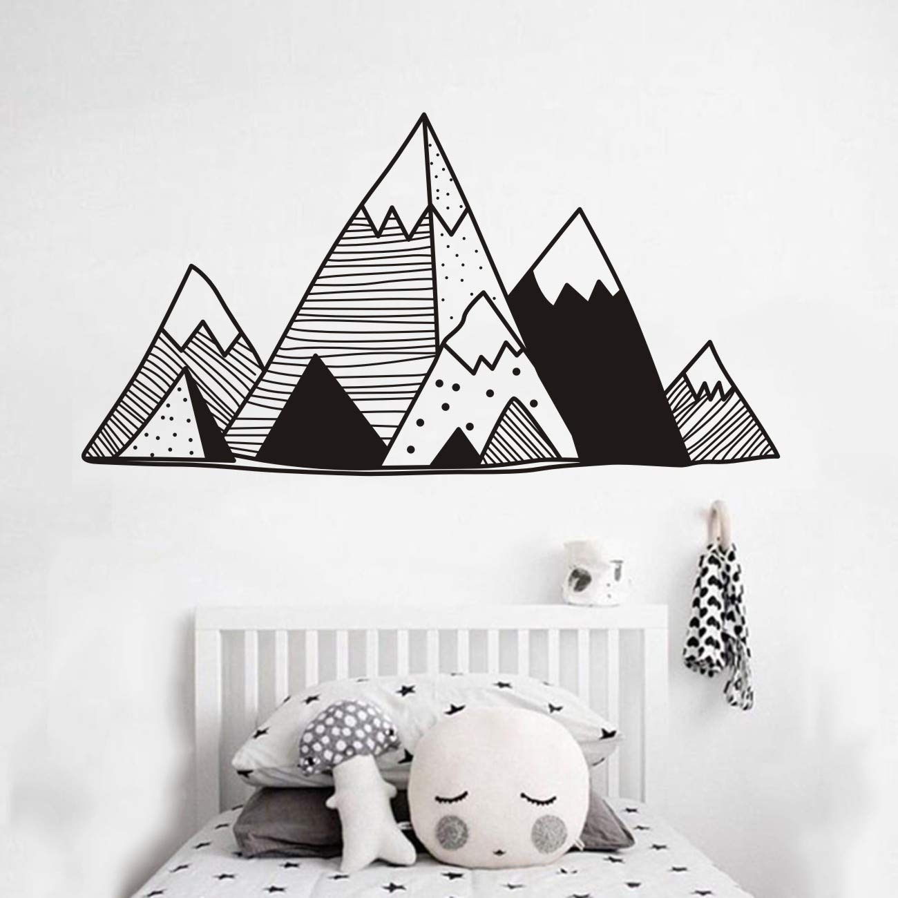 Mountains Vinyl Wall Sticker Art Geometric Decoration for Home Decal Nursery Design Kids Boy Girl Playroom Bedroom Decor YMX42 (Black, 80x42CM)
