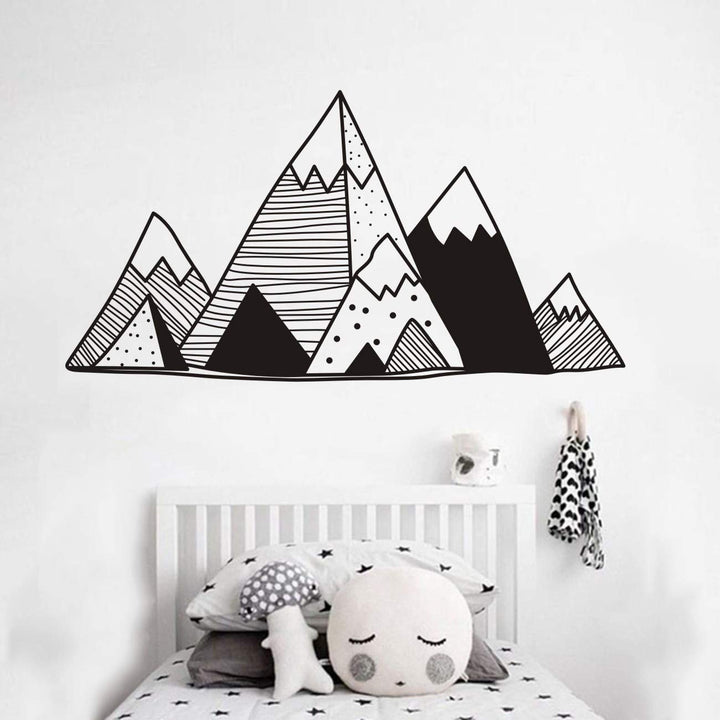 Mountains Vinyl Wall Sticker Art Geometric Decoration for Home Decal Nursery Design Kids Boy Girl Playroom Bedroom Decor YMX42 (Black, 80x42CM)