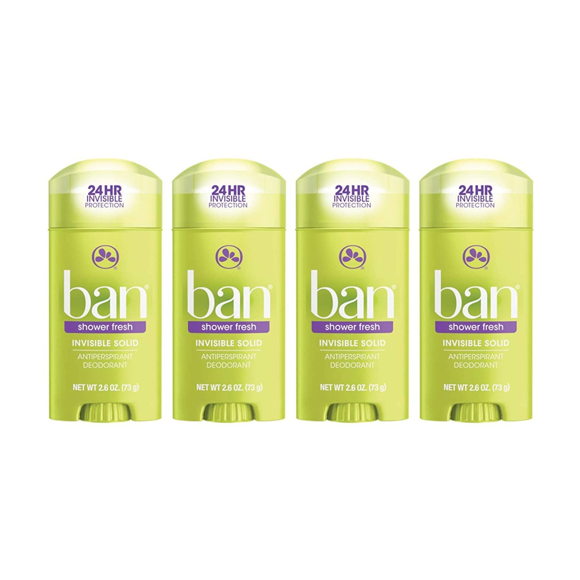 Ban Antiperspirant Deodorant, Invisible Solid, Shower Fresh, 2.6-Ounce (Pack of 4)