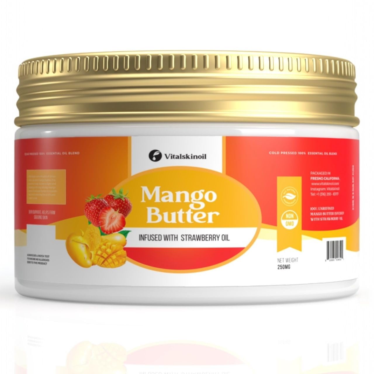 VITALSKINOIL Organic Mango scented fragrance Body Butter Infused with Strawberry Oil, Fragrance Body Cream, Body Butter for Women lotion smell good natural