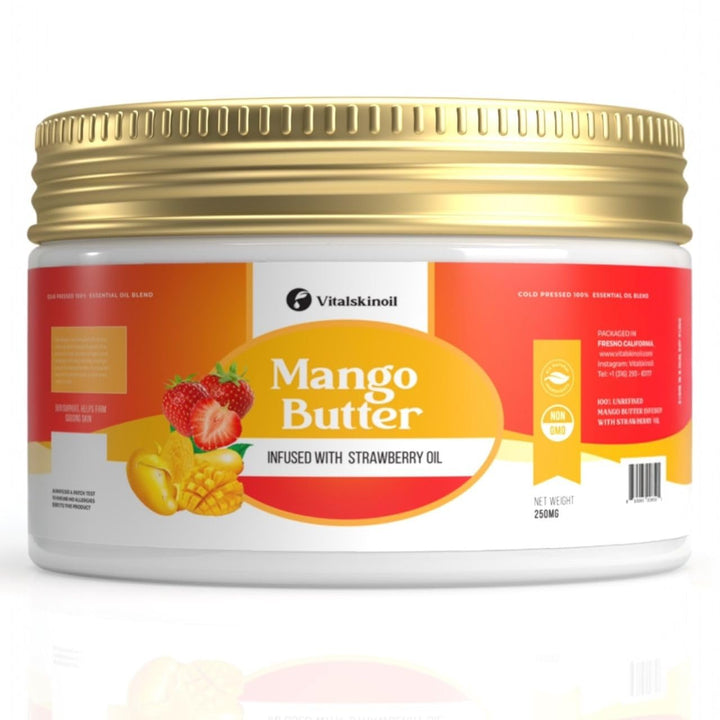 VITALSKINOIL Organic Mango scented fragrance Body Butter Infused with Strawberry Oil, Fragrance Body Cream, Body Butter for Women lotion smell good natural