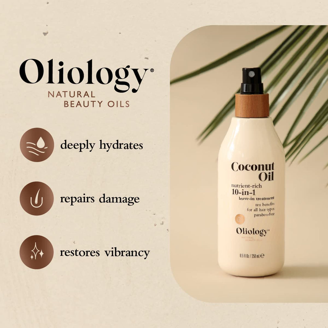Oliology Coconut Oil 10-in-1 Multipurpose Spray, Leave In Treatment for All Hair Types, 4 Oz (2 Pack)
