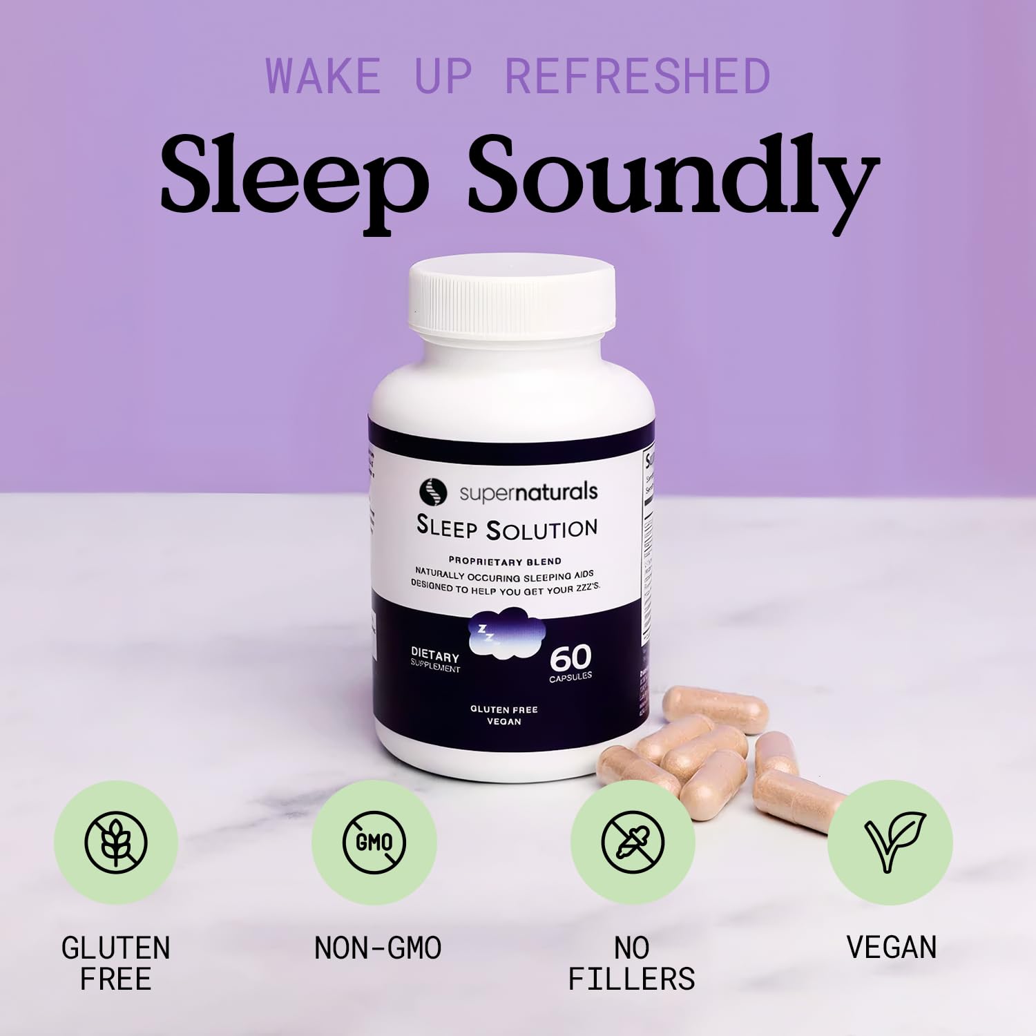 Health Sleep Solution, Sleep Supplement for Adults, Magnesium and Melatonin for Sleep Provides Natural Sleep Support, Vegan Ingredients, Gluten-Free Magnesium Sleep Supplement, 60 Capsules