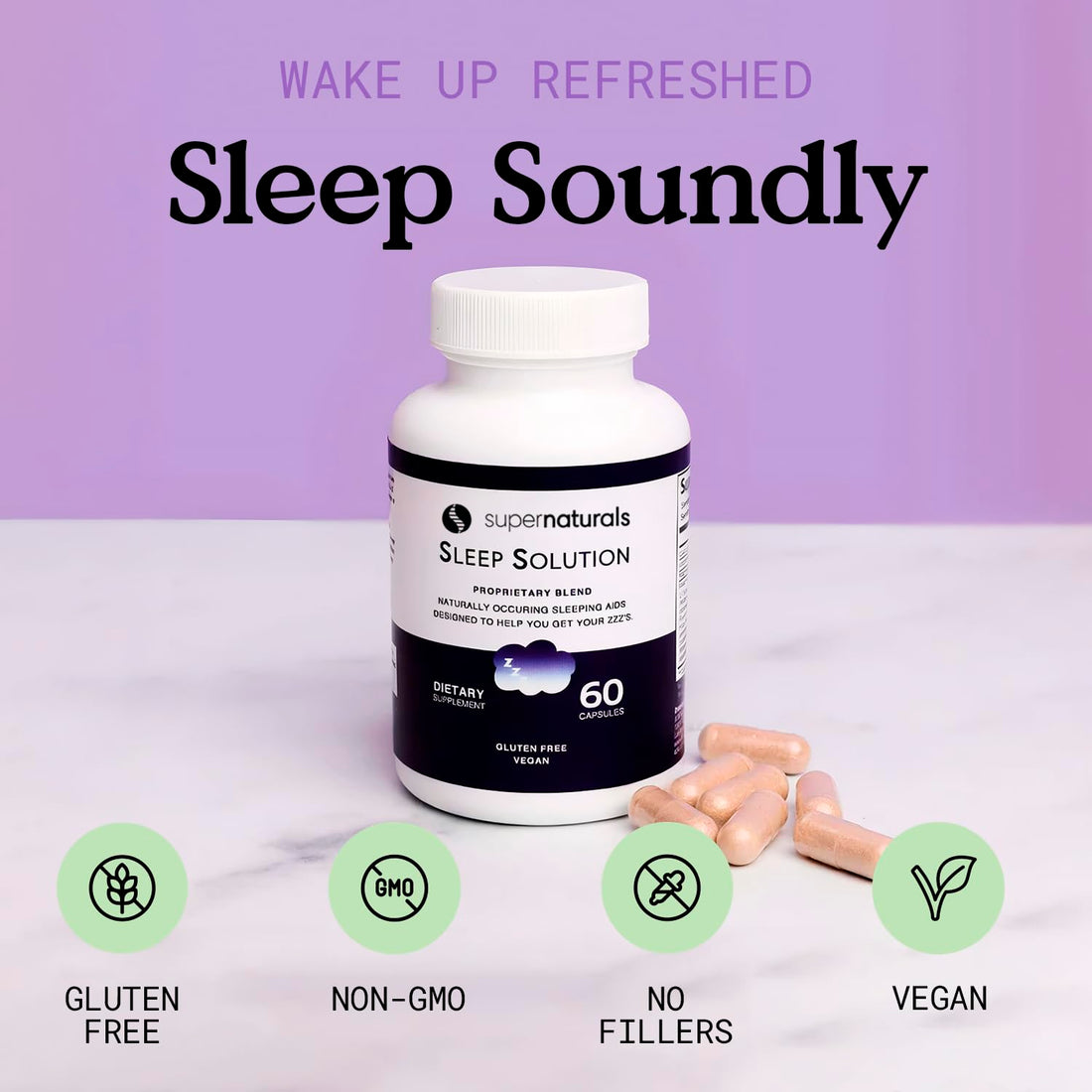 Health Sleep Solution, Sleep Supplement for Adults, Magnesium and Melatonin for Sleep Provides Natural Sleep Support, Vegan Ingredients, Gluten-Free Magnesium Sleep Supplement, 60 Capsules