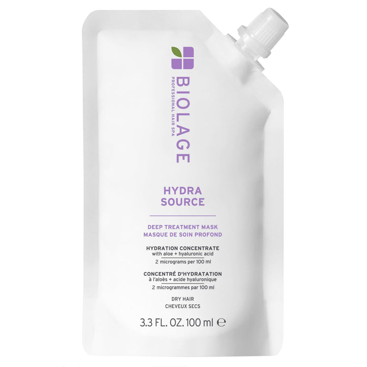 Biolage Hydra Source Deep Treatment Mask - Nourishes & Smooths, For Dry Hair, Infused with Micro-Filtered Aloe Vera & Fermented Hyaluronic Acid, Vegan & Paraben-Free, 3.3 Fl Oz, Packaging may vary