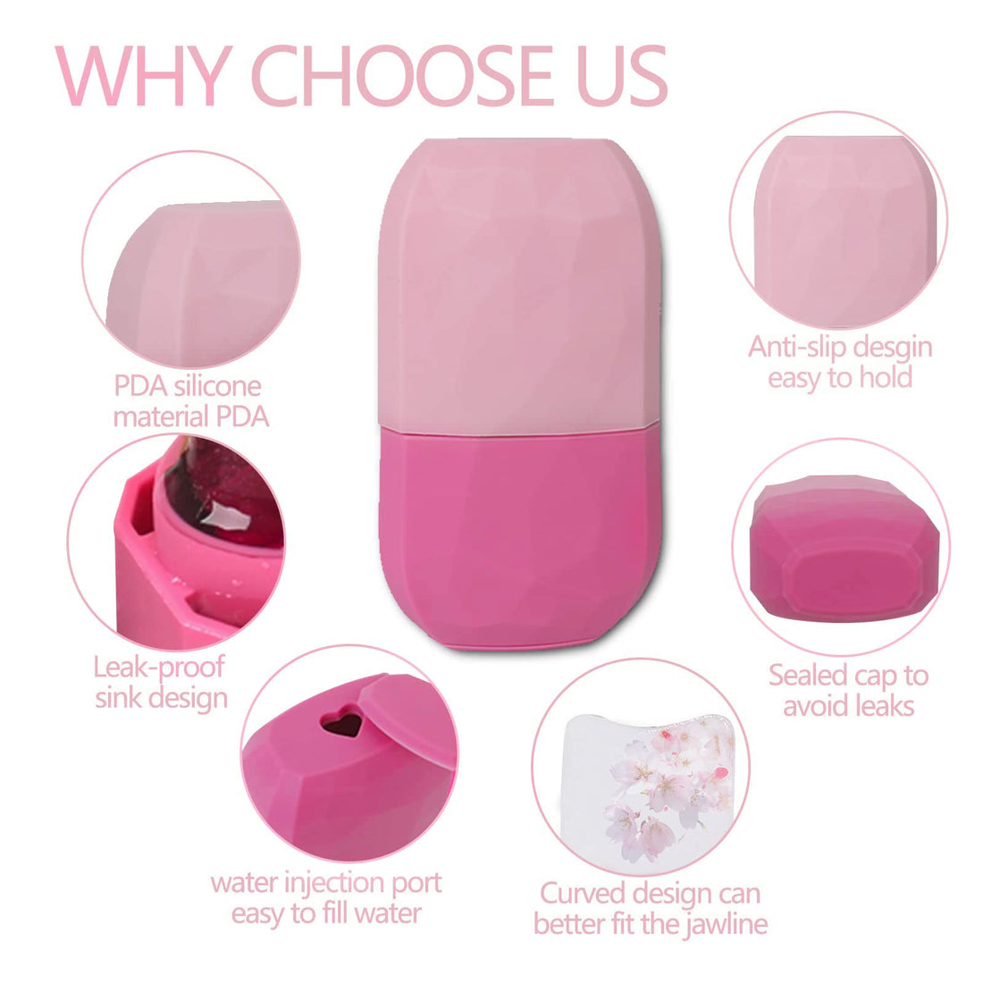 Ice Face Roller, Ice Roller for Face and Eye, V-Shaped Design, Food-Grade Leak-Proof Silicone Cube, Reusable Face Massage, Facial Beauty Ice Roller, Ice Mold for Face Beauty Gift for Women