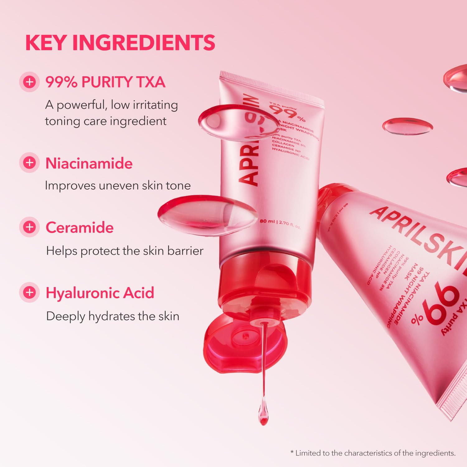 APRILSKIN TXA Niacinamide 99 Overnight Wrapping Mask | 99% High-Purity TXA+Niacinamide for Uneven Skin Tone | Overnight Skin Booster for Toning Care, Firming & Pore Care | 80ml, 2.70 fl.oz.