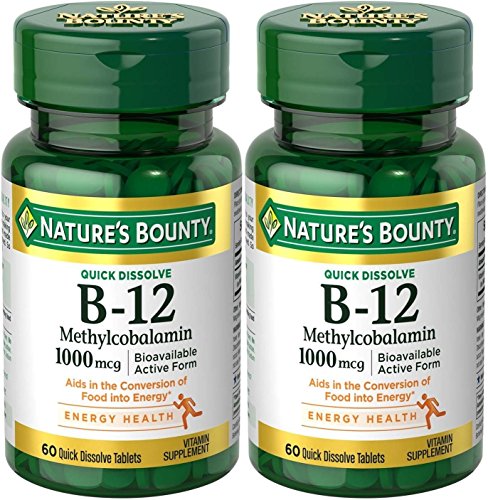 Natures Bounty Methylcobalamin B12 Microlozenge Tablets, 1000 mcg, 120 Count), 60 Count (Pack of 2)