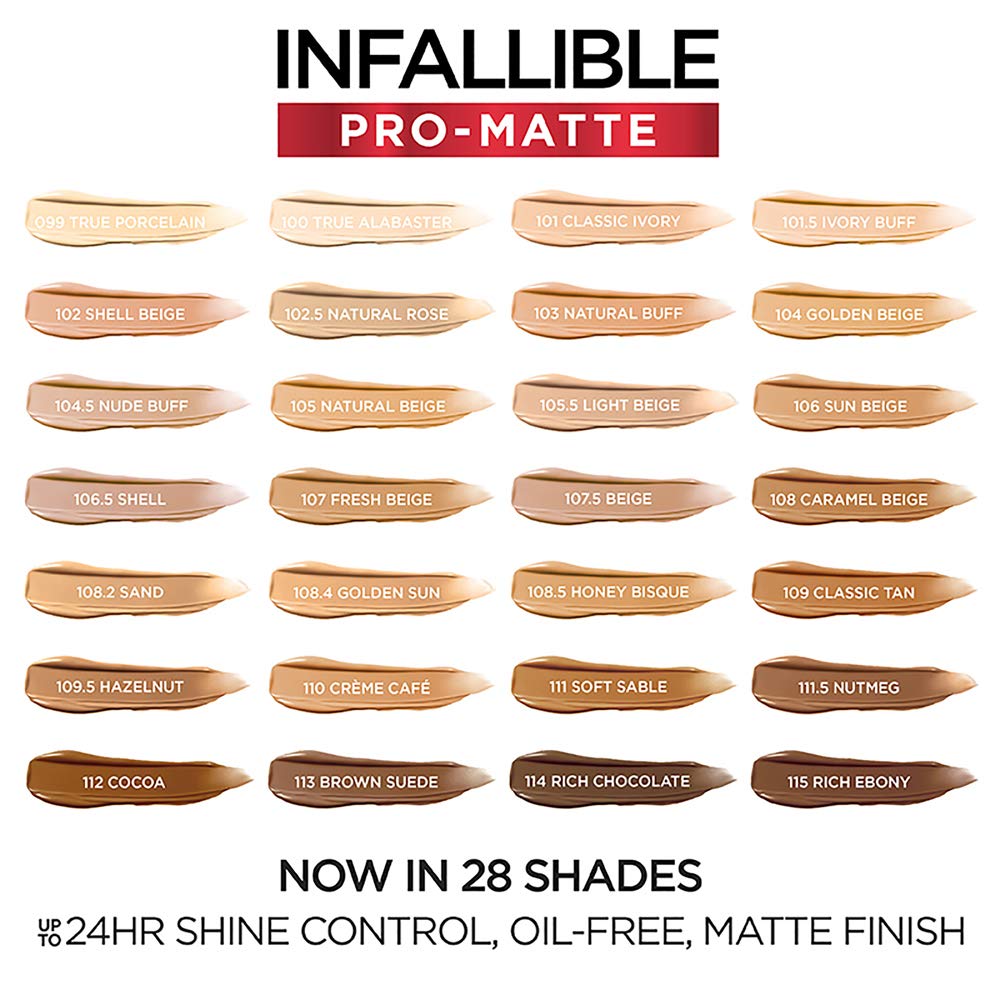 L'Oreal Paris Cosmetics Makeup Infallible Pro-Matte Liquid Longwear Foundation, Natural Rose, 1 fl oz