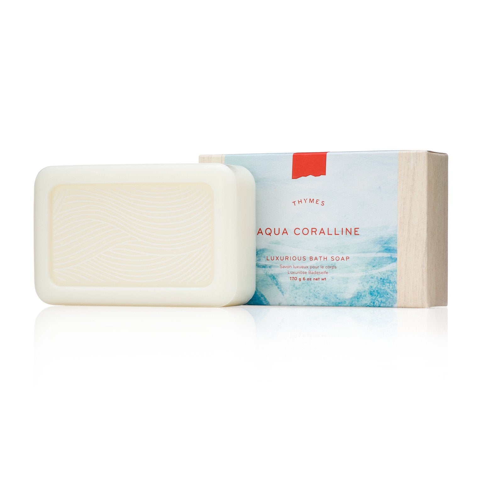 Thymes - Aqua Coralline Luxurious Bath Soap - Naturally Conditioning Bar Soap with Refreshing Beach Scent - 6 ounce