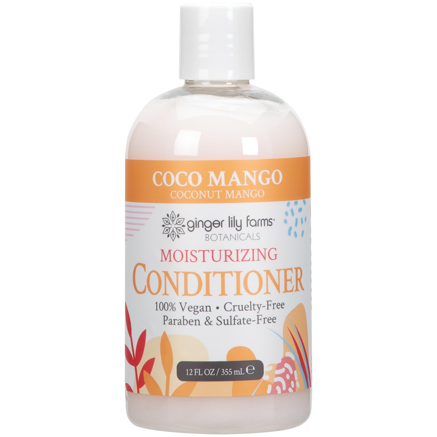Ginger Lily Farms Botanicals Moisturizing Conditioner for Dry Hair, Coco Mango, 100% Vegan & Cruelty-Free, Coconut Mango Scent, 12 Fl Oz