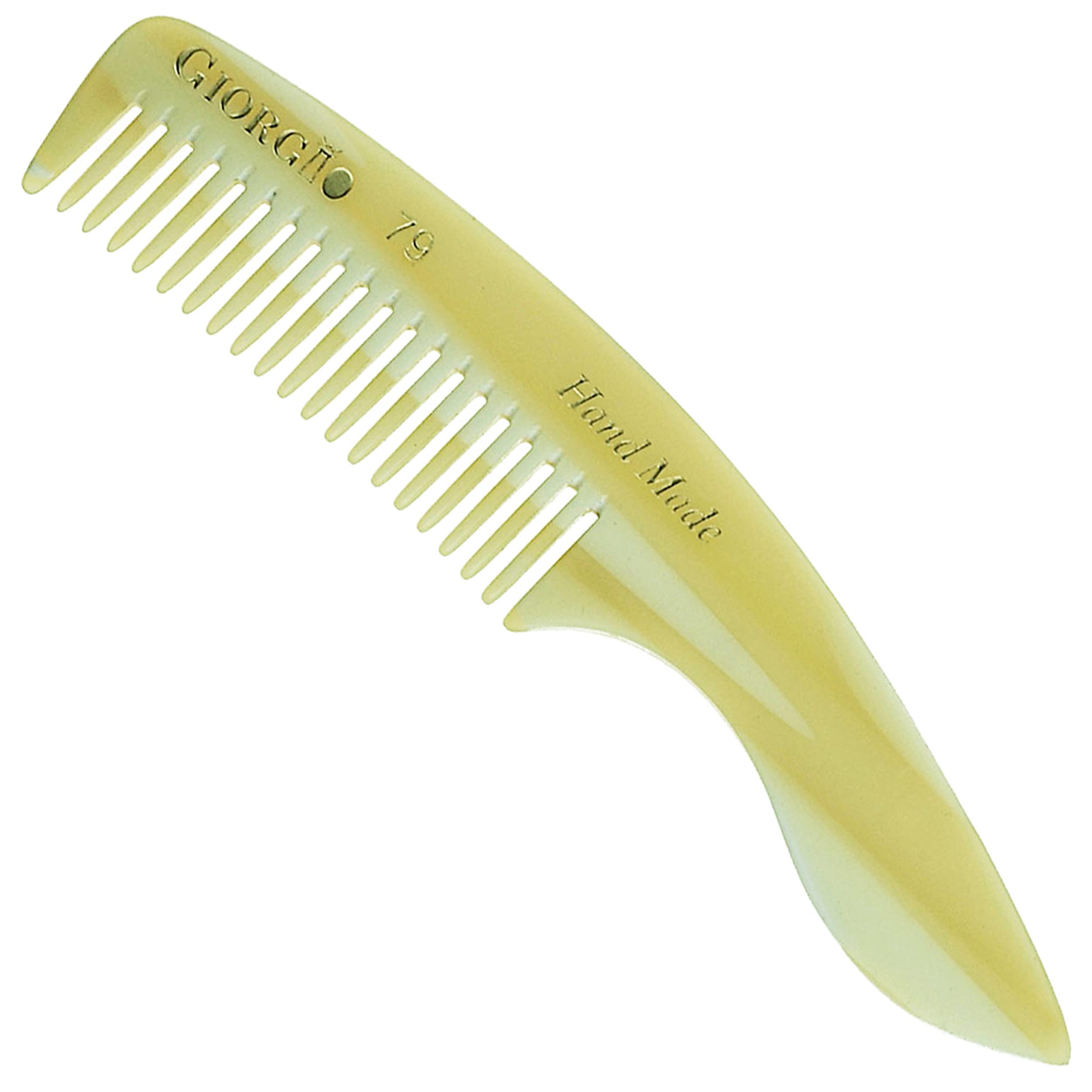 Giorgio G79 Small Men’s Fine Tooth Pocket Beard & Mustache Comb for Facial Hair Grooming, Hand-Made of Cellulose, Saw-Cut, Perfect Man Moustache Comb (4 ¾ in. / 120mm) (2-Pack, Horn)