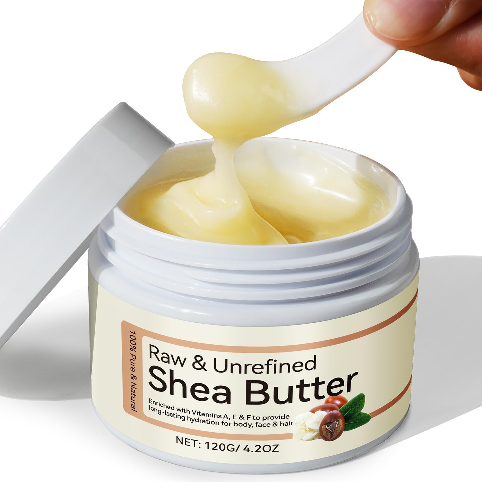 Rulviou Shea Butter Raw Organic,Pure Shea Butter Unrefined for Skin and Hair Moisturizing - 100% Natural Vitamin A, E & F