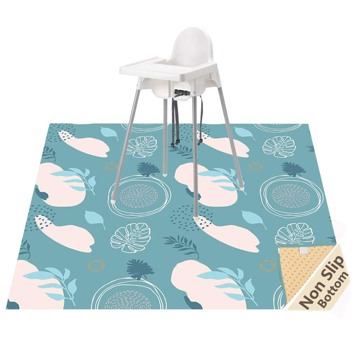 Splat Mat for Under High Chair/Arts/Crafts, WOMUMON Washable Spill Mat Waterproof Anti-Slip Floor Protector Splash Mat, Messy Mat and Table Cloth