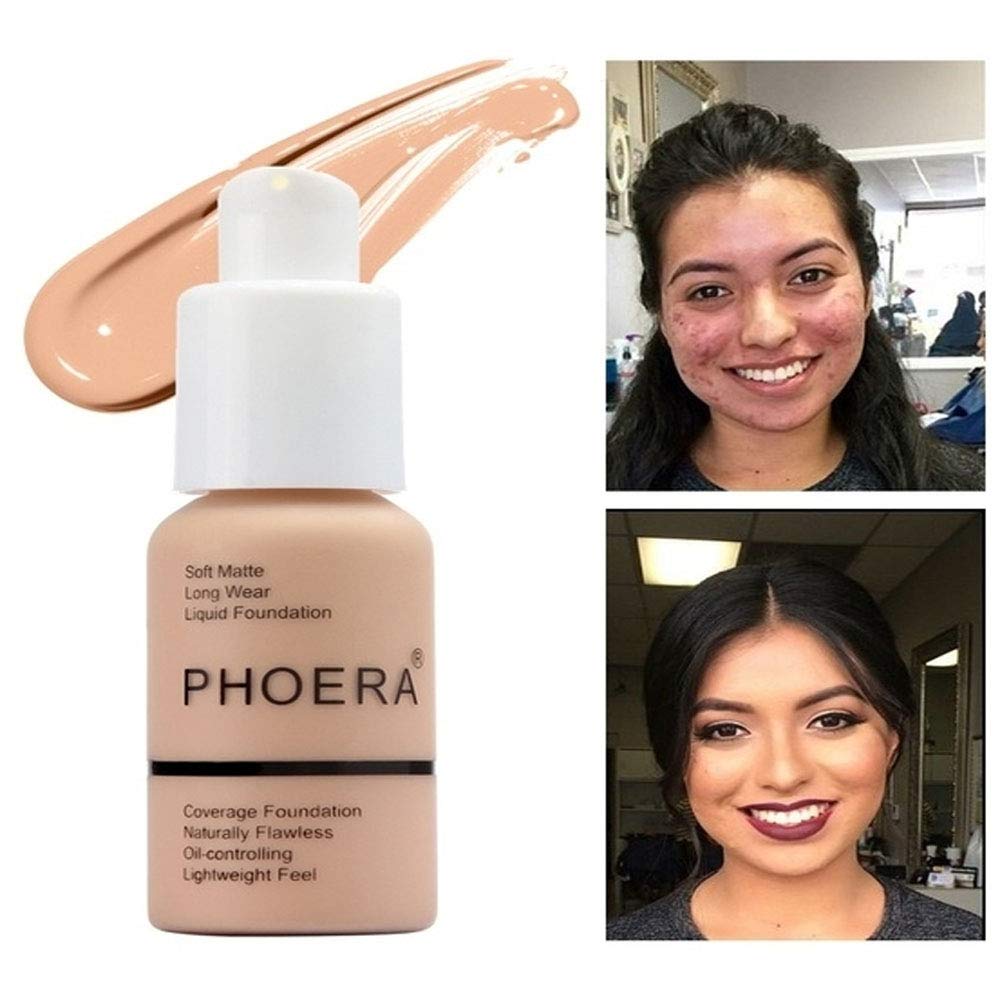 2Pcs Matte Oil Control Concealer Foundation Cream Concealer Cover Cream Long Lasting Moisturizing Base Liquid Foundation Flawless Colour Changing Foundation for women&girls(102)