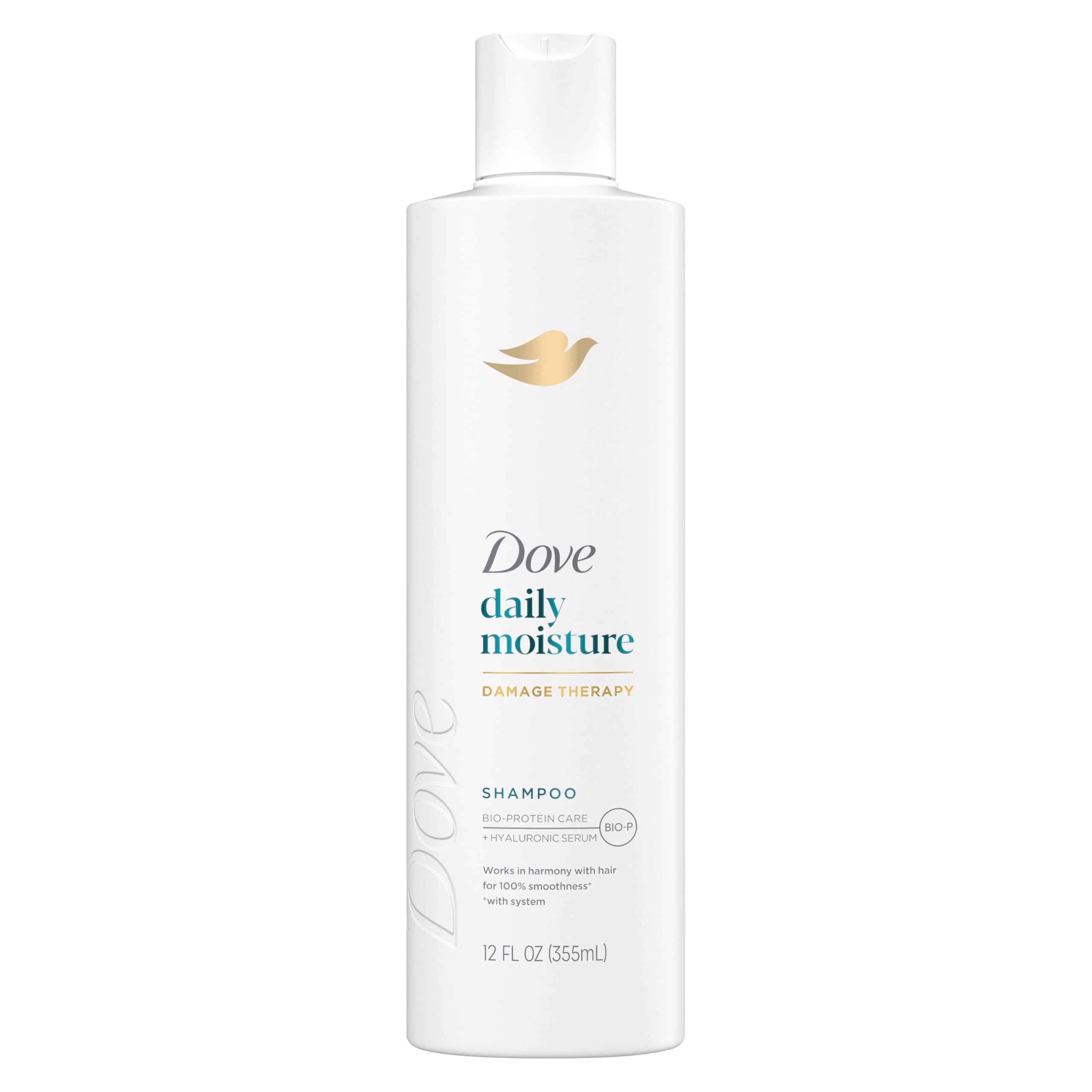 Dove Damage Therapy Shampoo Daily Moisture for Dry Hair with Bio-Protein Care Technology and Hyaluronic Serum 12 Fl Oz