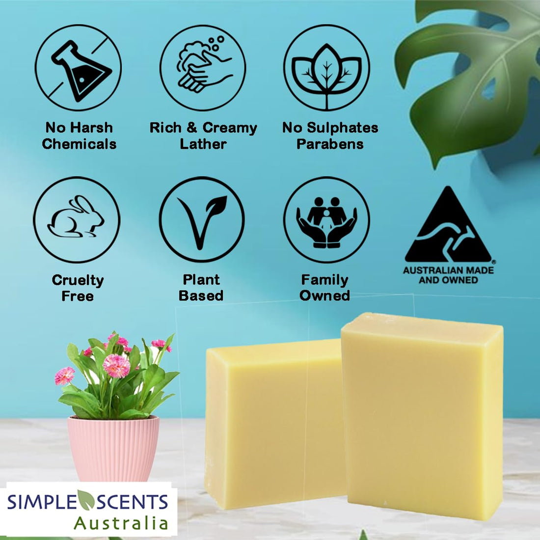 Simple Scents Australia Honeysuckle Scented Natural Soap Bars (12 Bars), 3.5oz Moisturizing French Triple Milled Soap Bars Enriched with Shea Butter - Pure Plant Oil Bath & Body Bars