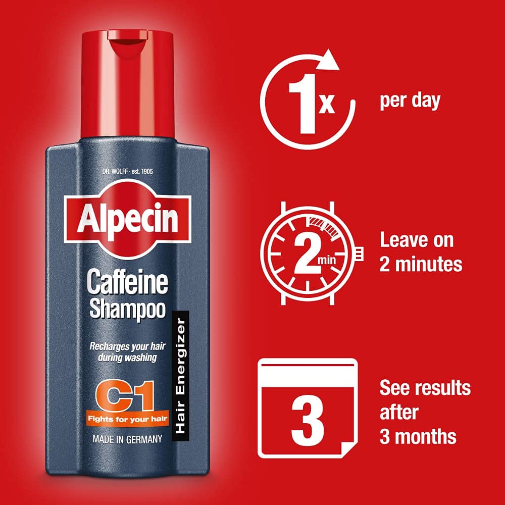 Alpecin C1 Caffeine Anti Hair Fall Shampoo 2x 250ml | Scalpe Shampoo for Hair Fall Control | Natural Hair Growth Shampoo Strengthen Hair Growth and Reduces Hair Loss | Energizer Strong Hair Vitalizer