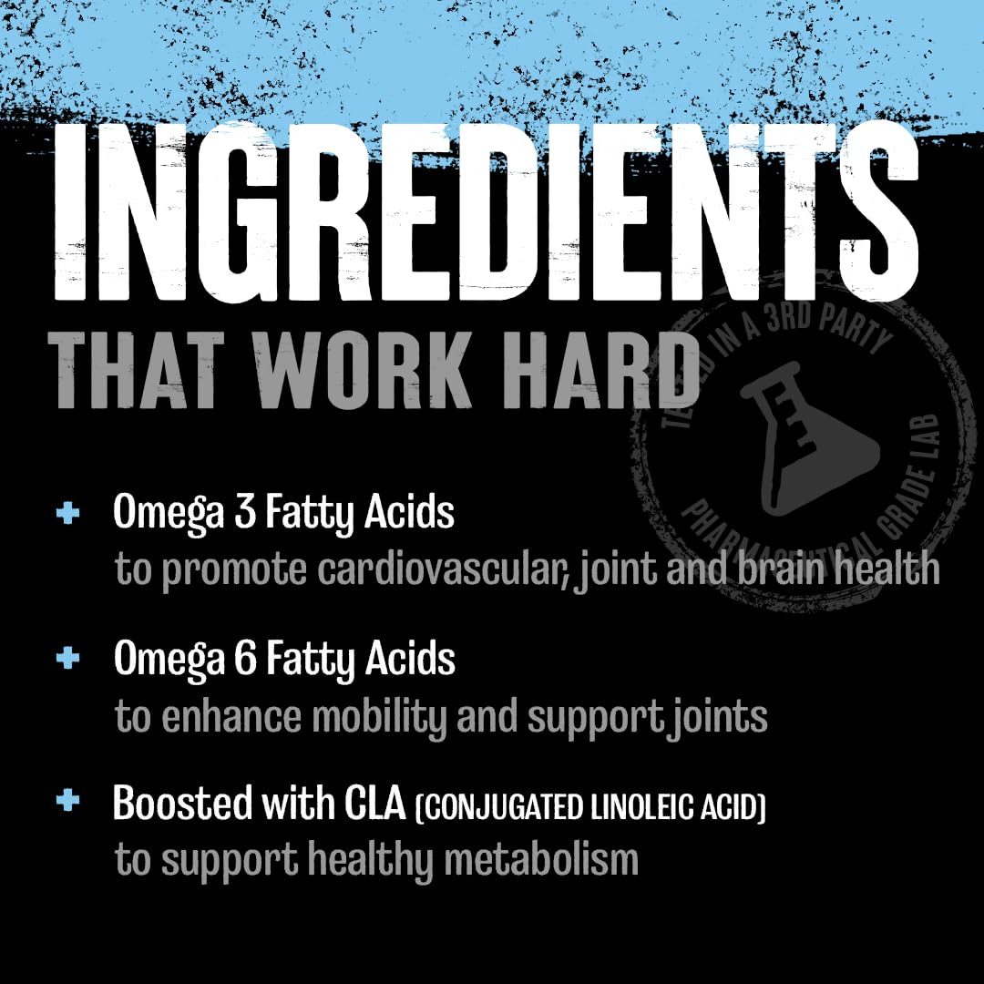 Animal Advanced Omega Essential Fatty Acids - High Potency 3500mg Omega 3 & Omega 6 Supplement with EPA, DHA, ALA, CLA, GLA for Heart, Brain, Joint, Skin, Eye, Metabolism, Immune Health - 30 Day Pack