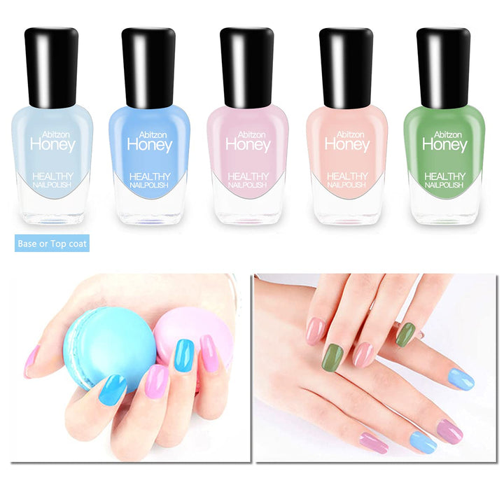 Abitzon NEW Nail Polish Set (10 Bottles) - Non-Toxic Eco-Friendly Easy Peel Off & Quick Dry Water Based Nail Polish
