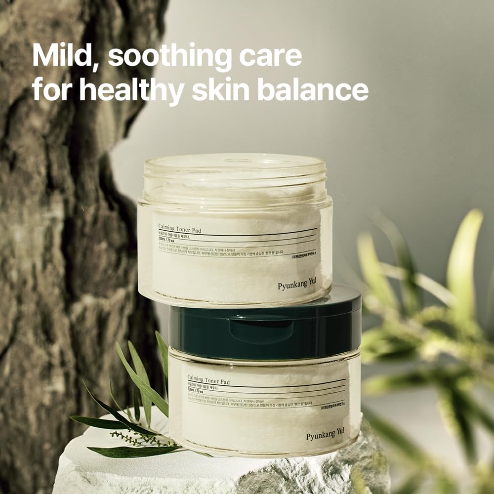 [PKY] Pyunkang Yul Calming Toner Pad with Tea Tree, 5 Hyaluronic Acids, Removes Dead Skin Cells, Moisturizes, Korean Face Skin Care, Acne Prone & Sensitive Skin, Double-Sided Pad 7.7 fl.oz 70ea