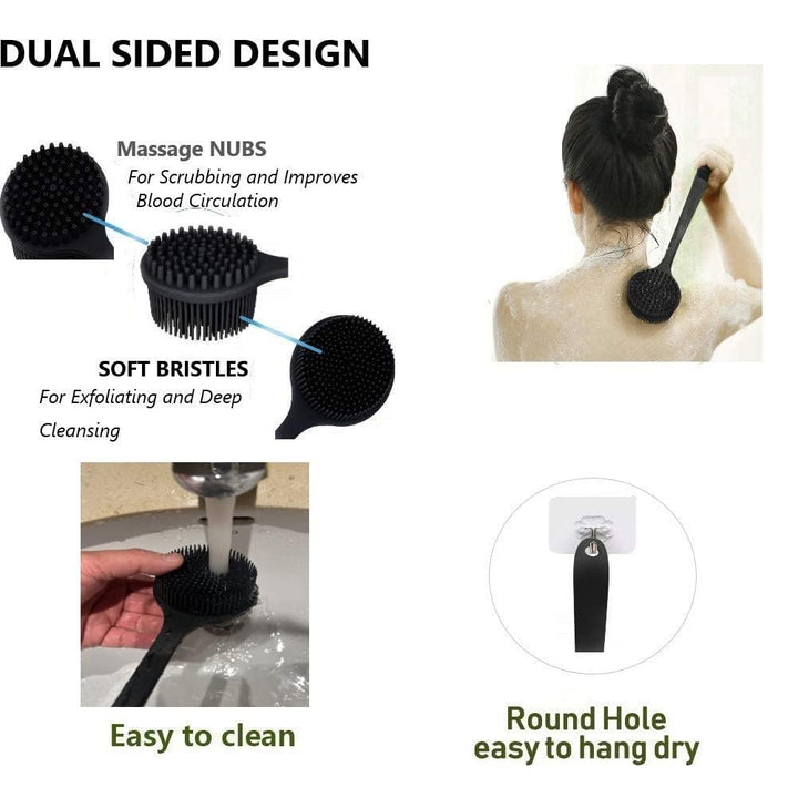 Cinlitek Silicone Body Scrubber, Long Handle Back Scrubber for Shower, Silicone Body Brush Shower Scrubber For Body, Shower Srush Back Brush Body Exfoliator