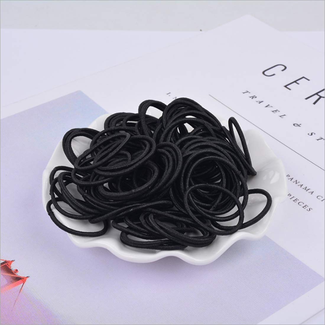 Black: Driew Hair Tie For Kids Black Pack Of 200, Mini Tiny Ponytail Holder For Baby Toddler Girls Soft Elastic Rubber Bands Black